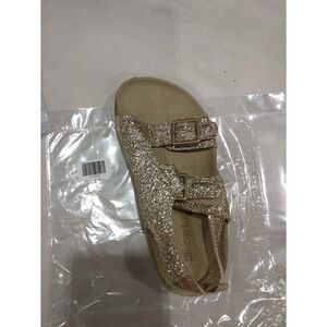 Buckle Cork Glitter Gold Double Strap